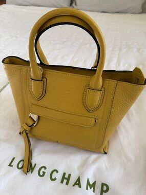 Longchamp Leather Top Handle Bag in Yellow